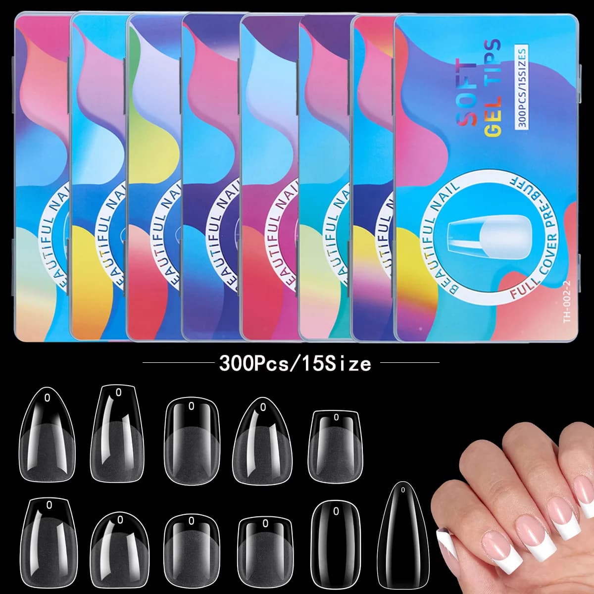 300 Pezzi 11 Forme Unghie Finte in Gel Morbido Senza Lucidatura, Copertura Completa, Punte per Estensione Unghie, Punte per Nail Art Fatte a Mano, Produzione Unghie Press-On