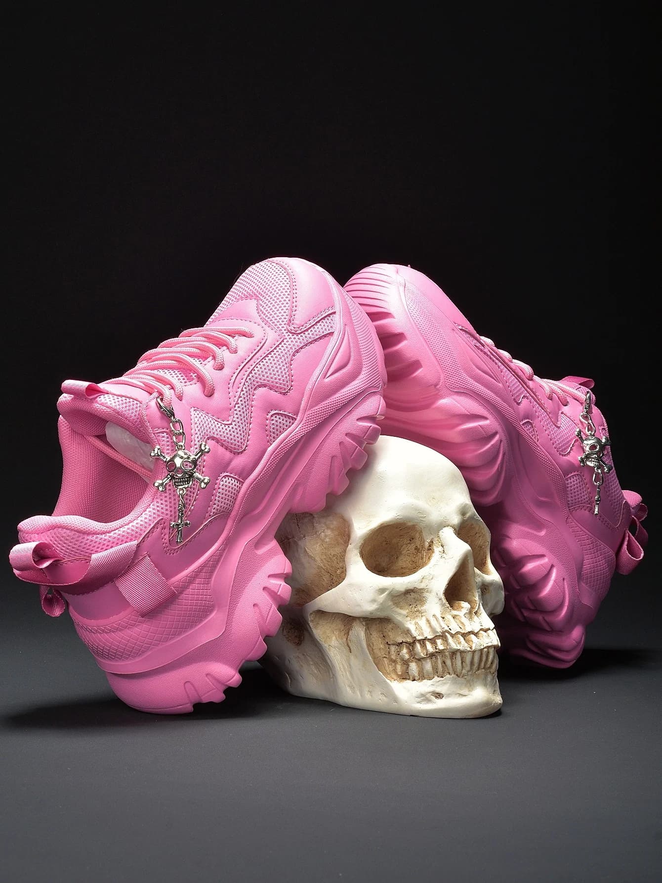 Scarpe moda donna vulcanizzate casual rosa piattaforma leggera tacchi alti sneakers da donna stile punk di Halloween da donna