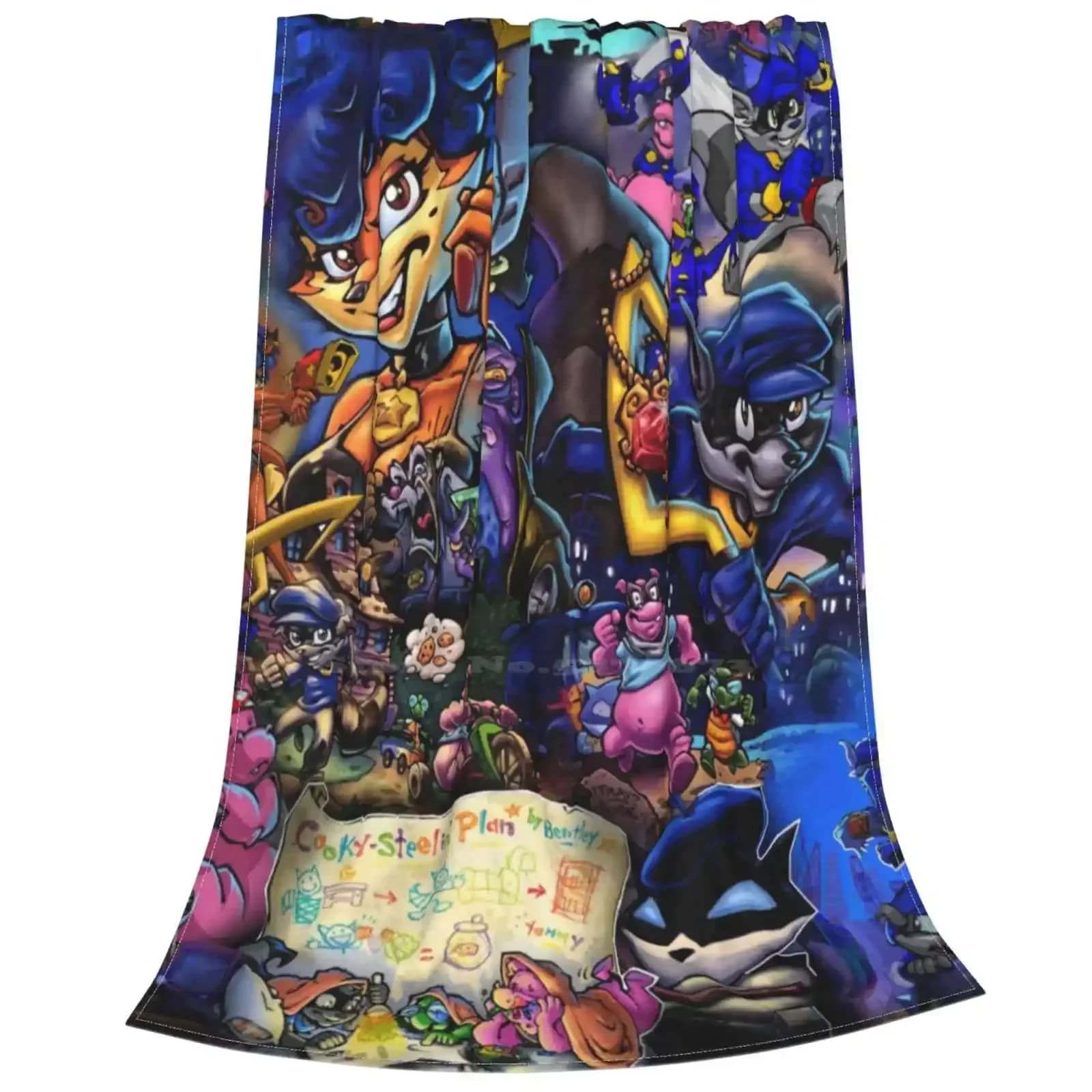 Comic Collage Sly Cooper Soft Warm Light Thin coperta Slycooper Sly Cooper Raccoon Fox Turtle ippopotamo Comic Manga Anime Game