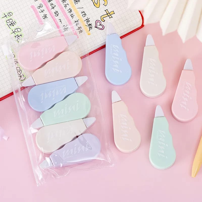 6 pezzi/set nastro correttore colore macaron carino, correzioni istantanee nastro correttore bianco per scuola, ufficio, materiale artigianale