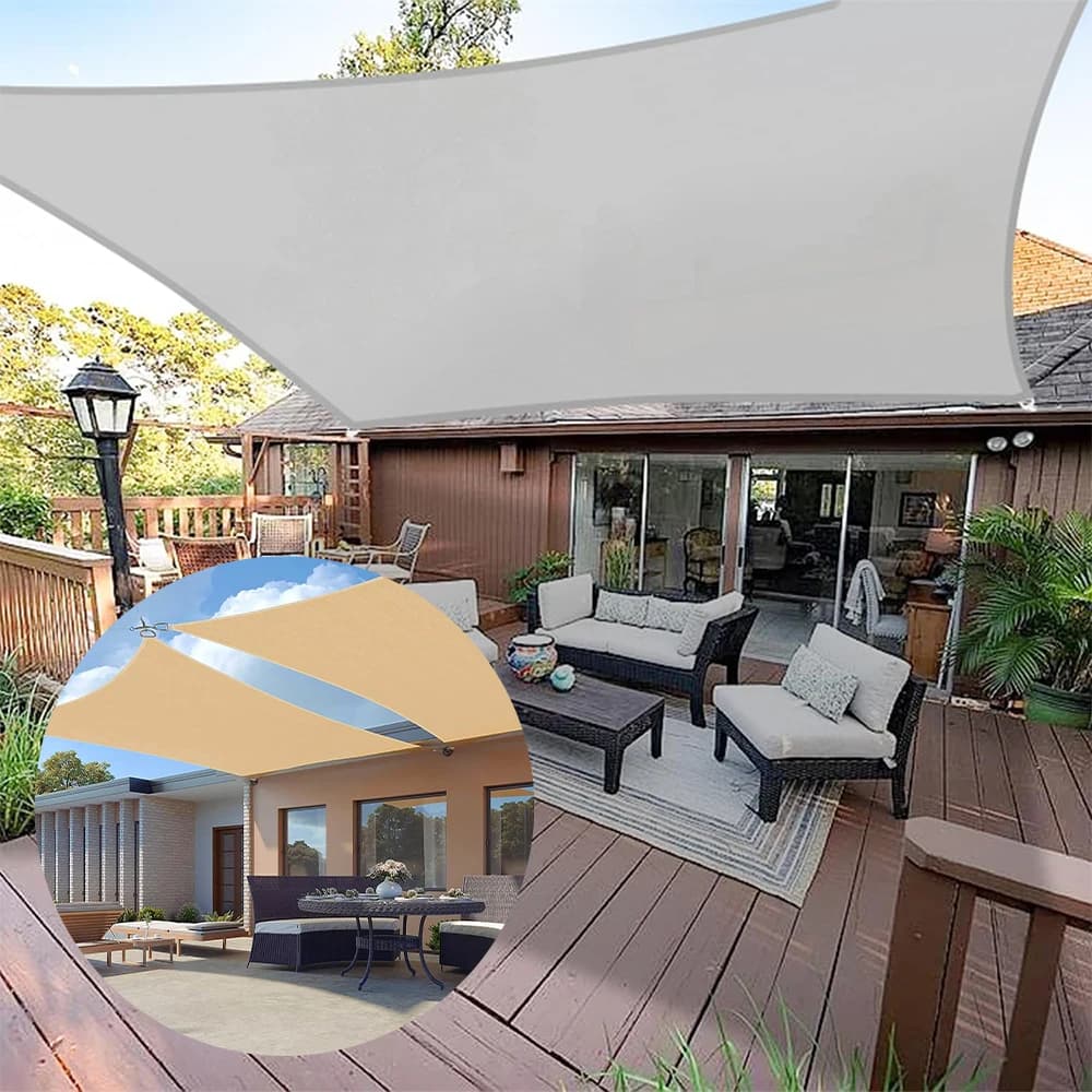 Tenda da Sole Rettangolare in Tela per Terrazza, Auto, Piscina, Giardino, Impermeabile, Protezione Solare, Vela Parasole per Esterni