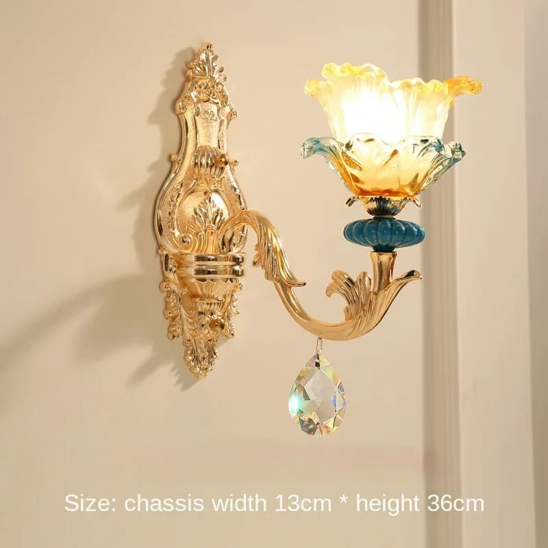 Lampada da parete doppia in cristallo europeo soggiorno TV sfondo parete camera da letto lampada da comodino moderna semplice e semplice lampada da parete