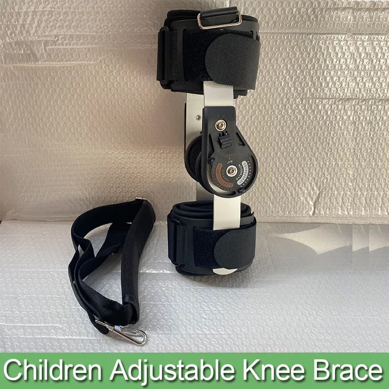 Ginocchiera regolabile con cerniera per bambini, supporto per ginocchio post-operatorio per frattura del ginocchio, immobilizzatore per stecca per gambe per lesioni alle legamenti