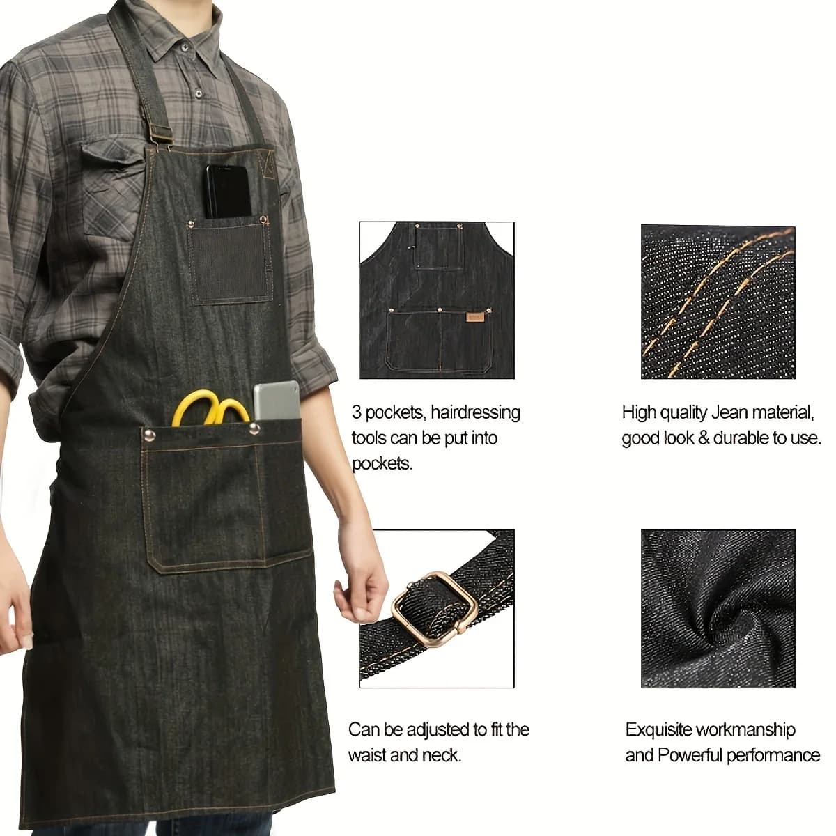 Grembiule leggero per jeans in denim con tasche Grembiule impermeabile in tela cerata per uomo e donna Grembiule da lavoro regolabile