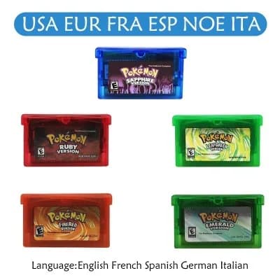 Cartuccia di Gioco GBA Serie Pokemon, Scheda Console per Videogiochi Pokemon Emerald FireRed Ruby LeafGreen Sapphire Multilingue