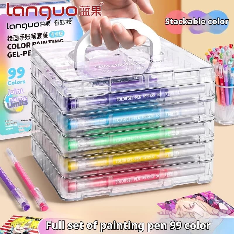 Languo Penna gel multicolore 45/72/99 colori Penna Morandi da 0,6 mm Penna manuale a colori di grande capacità per studenti che dipingono graffiti