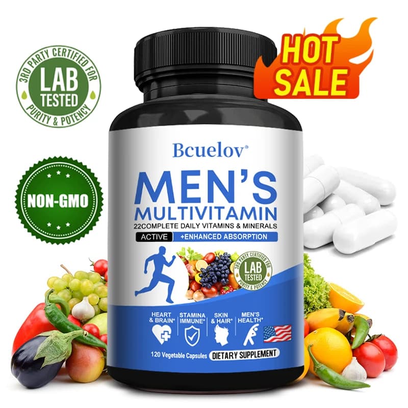 Capsule multivitaminiche da uomo - con vitamine A, C, D, E e zinco, integratore ad alto assorbimento - per costruire resistenza e muscoli