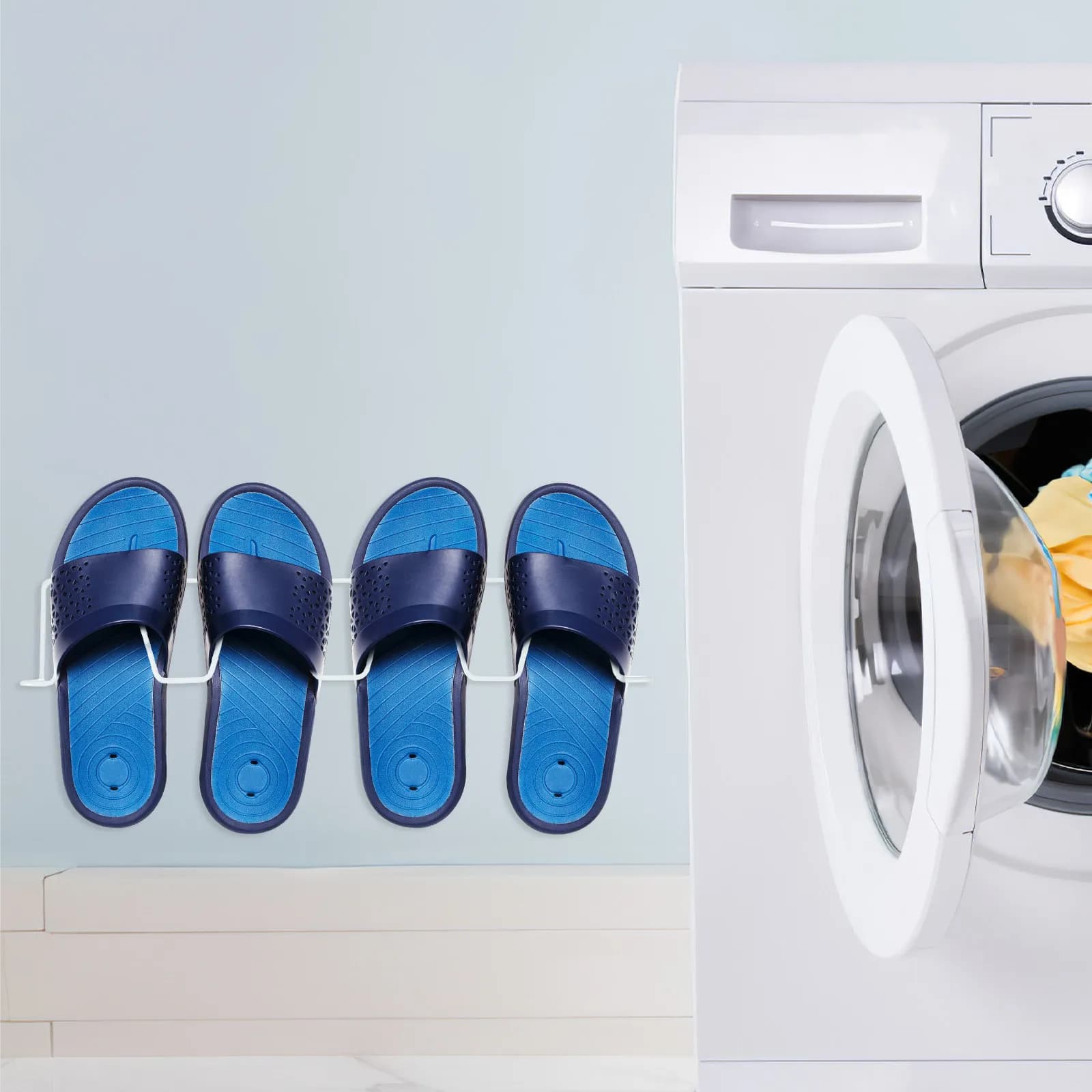 Punch Free Wall Shoe Rack Slippers Holder Wall Mounted Shoe Storage Shelf for Entryway Bathroom Bedroom Compact Slipper