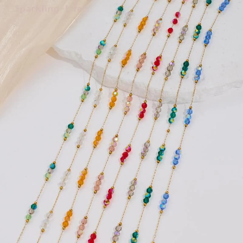 【JYA1】Catena di perline di cristallo in acciaio inossidabile da 1 metro per collane fatte a mano fai-da-te Bracciali Accessori per la creazione di gioielli