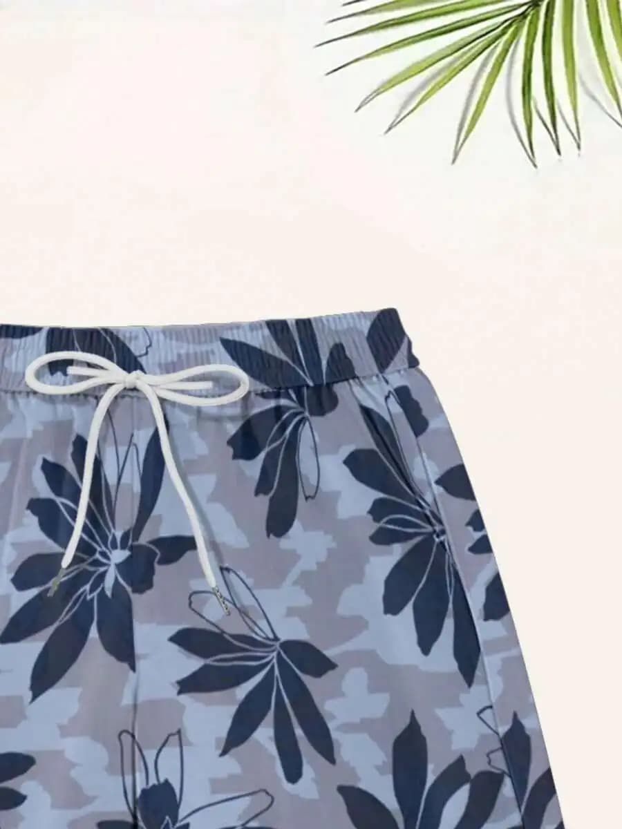 Mens Quick-Dry Breathable Floral Print Athletic Shorts