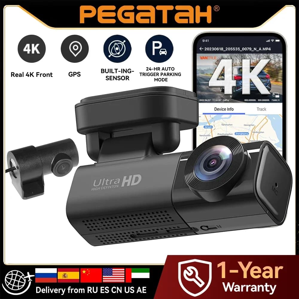 4G LTE Dashcam GPS Remote connection Live-View 4K Double lens Car camera 24/7 Parking Collision alert Video recorder for cars