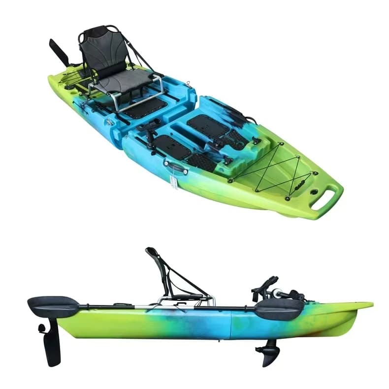 Kayak per barca da pesca in plastica modulare con stampaggio rotazionale multifunzionale da 10 piedi con supporto per asta da paddle per sedia a pedale in vendita