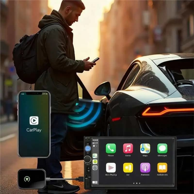 Wireless Carplay Adapter CJSD-2 2 in 1, Smart WiFi Bluetooth Box, Wireless Wired Dongle Auto, Multimedia Plug & Play Adapter