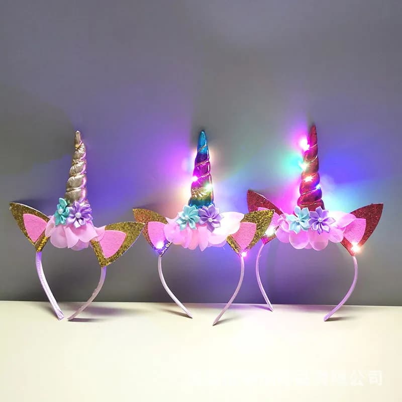 Nuova Fascia per Capelli Unicorno di Halloween per Bambine, Luminosa, Rosa, Dolce, per Feste, Fermagli Unici a Cartone Animato, Accessori per Capelli per Bambini