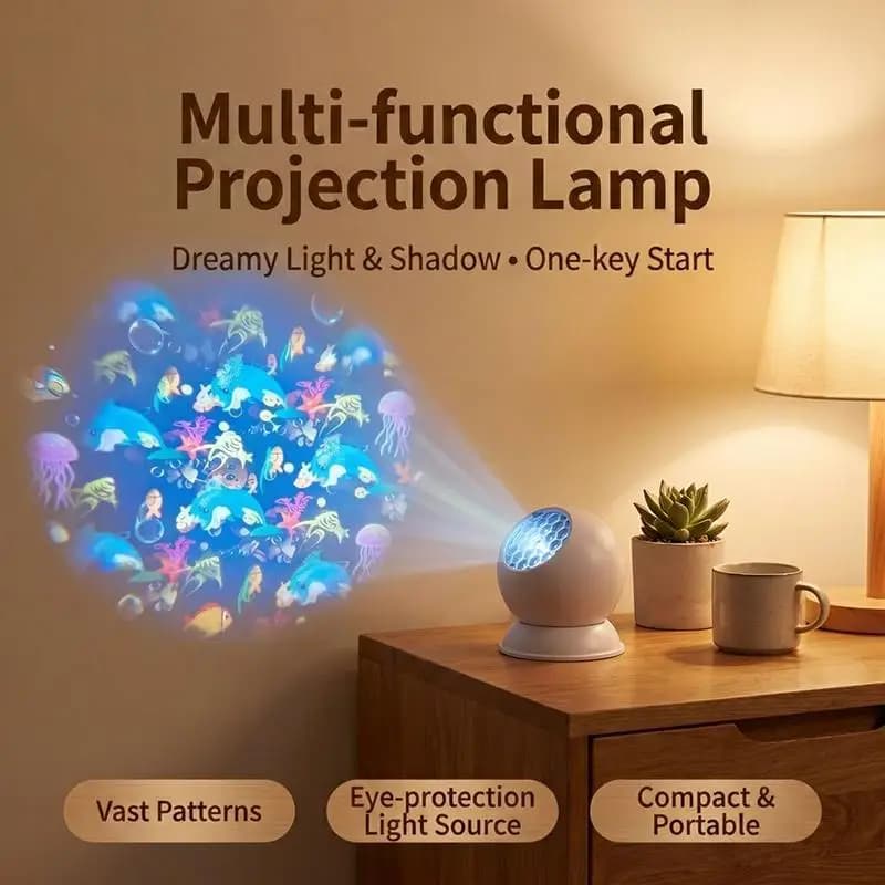 【C】Multifunctional Projection Lamp With Vast Dreamy Patterns And Eye Protection Light For Kids Bedroom Nursery Bedside Night Use
