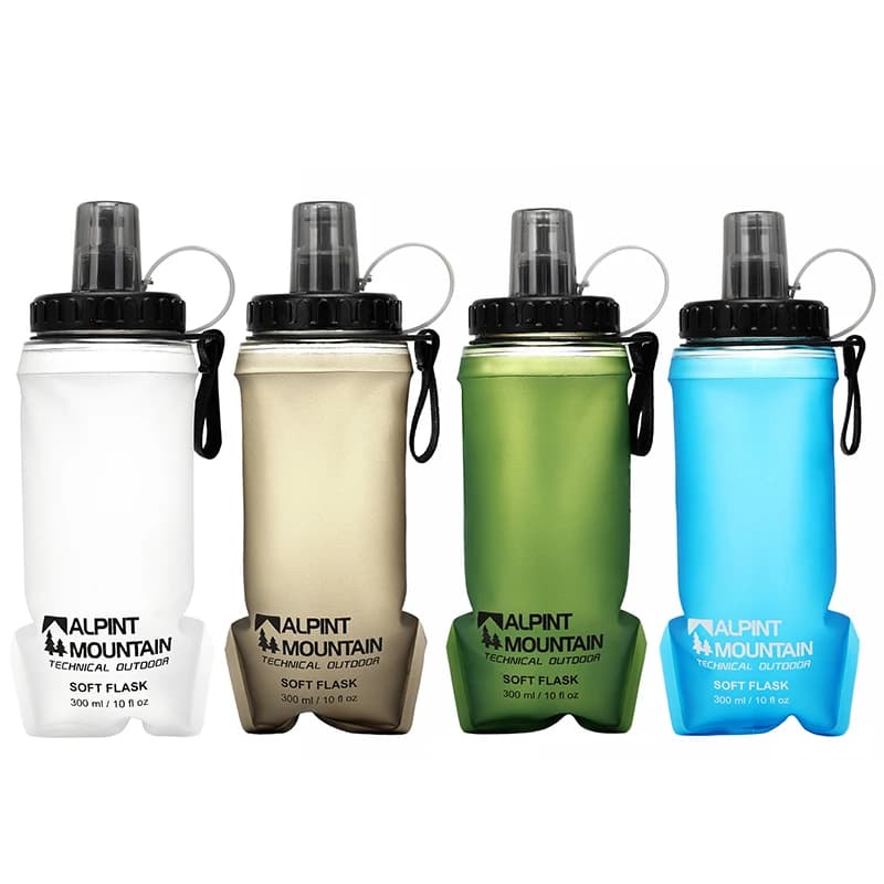 300ml Foldable Leak-Proof Soft Collapsible Handheld Running Water Bottle for Hydration Pack BPA Free TPU Soft Flask Lightweight