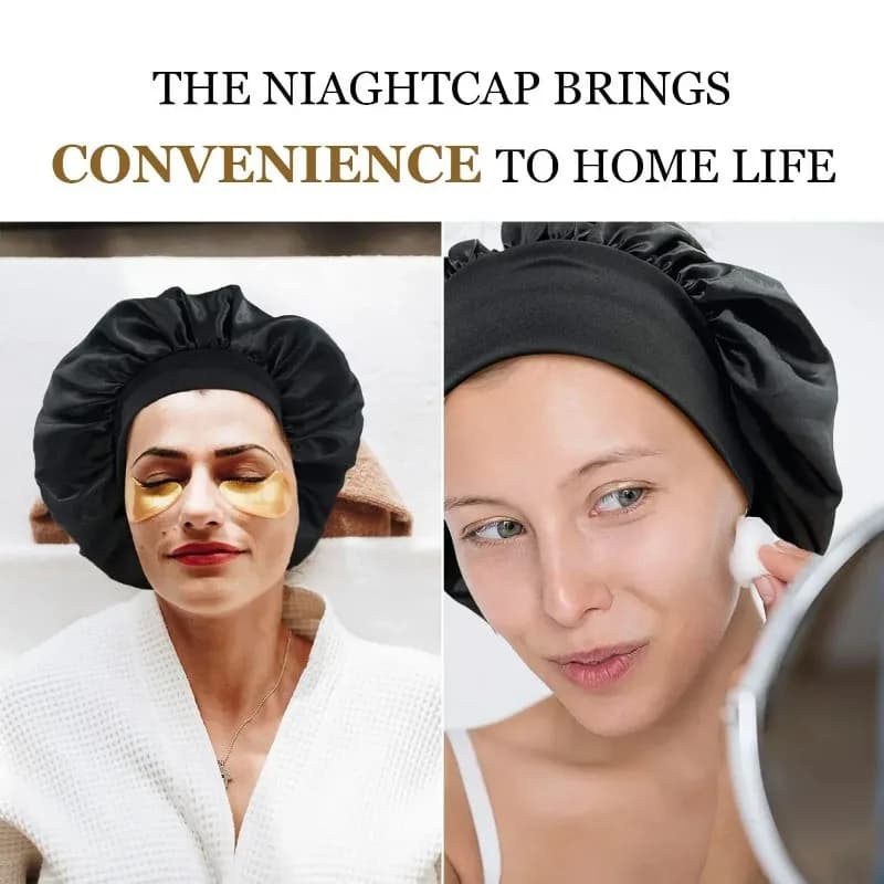 Cuffie in Raso per Dormire, Cappello da Notte con Elastico Largo e Morbido, Cappello in Seta Colorato per la Cura dei Capelli Ricci, Bellezza e Trucco per Donne