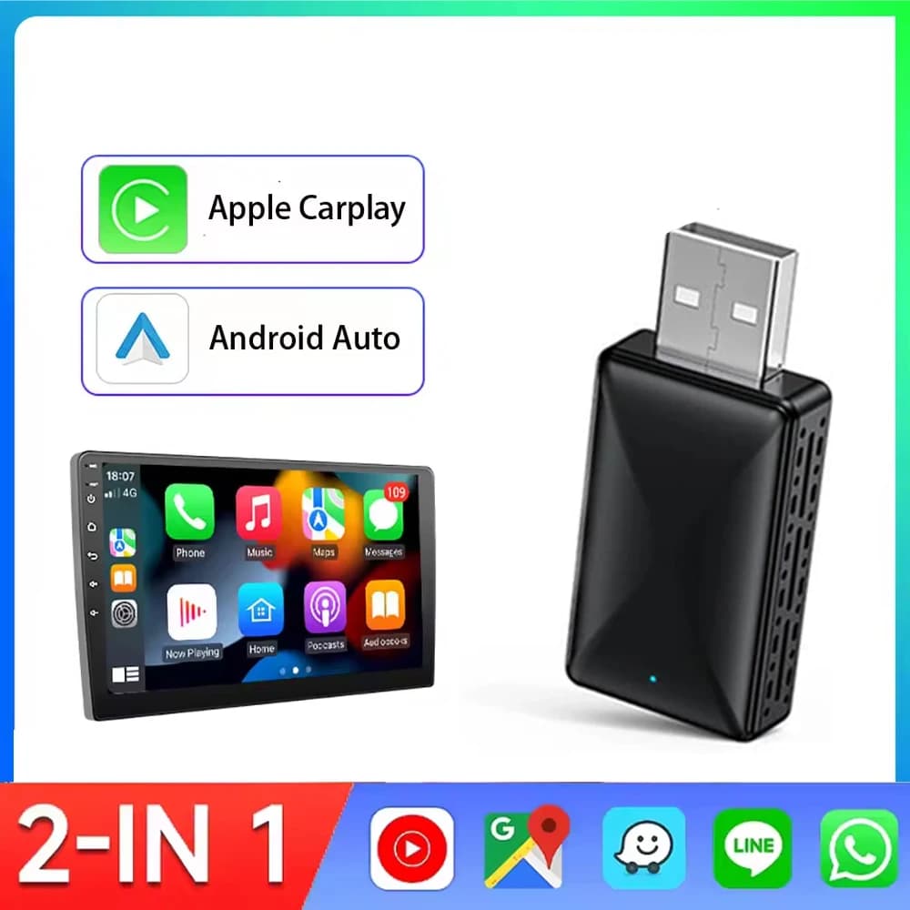 CarPlay Android Car Wireless Wired 2in1 Adapter for OEM Car stereo with USB Plug and Play