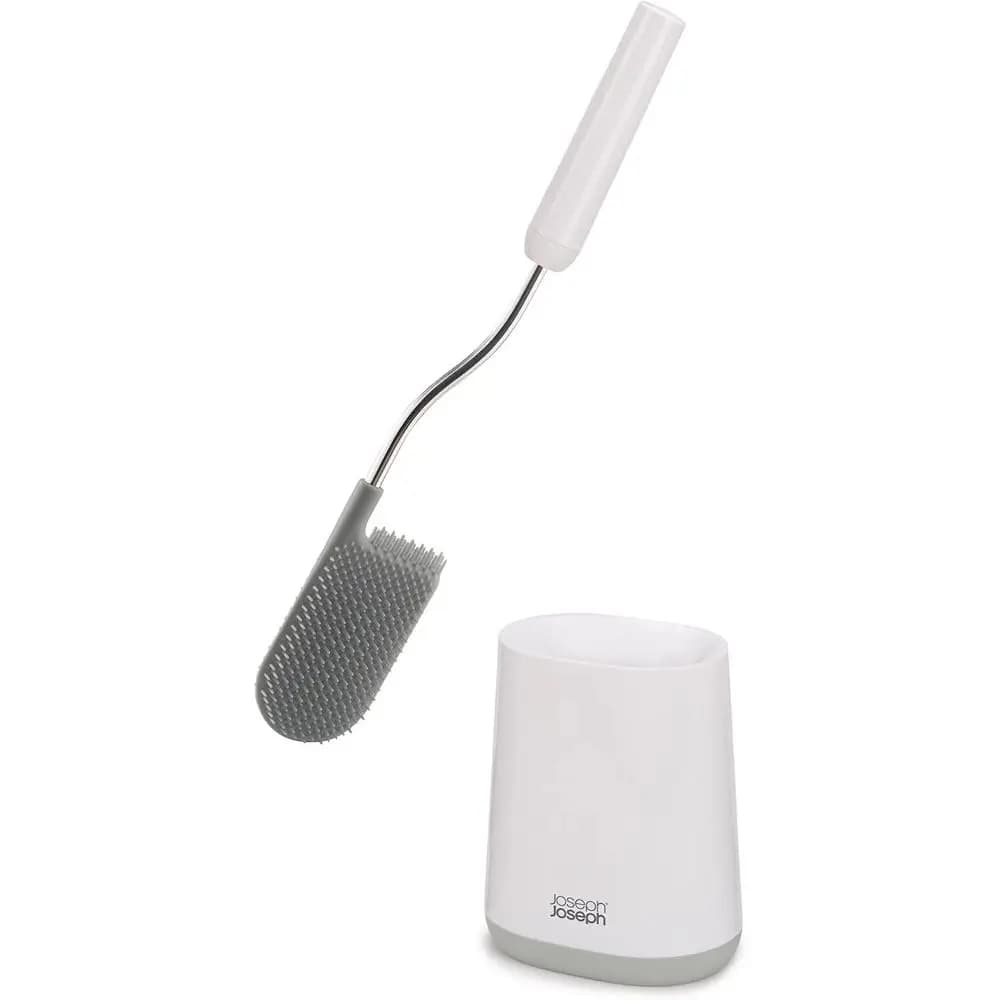 Set di Spazzole per WC in Silicone Slimline con Supporto Anti-Goccia per Pulizia Profonda - Grigio/Bianco