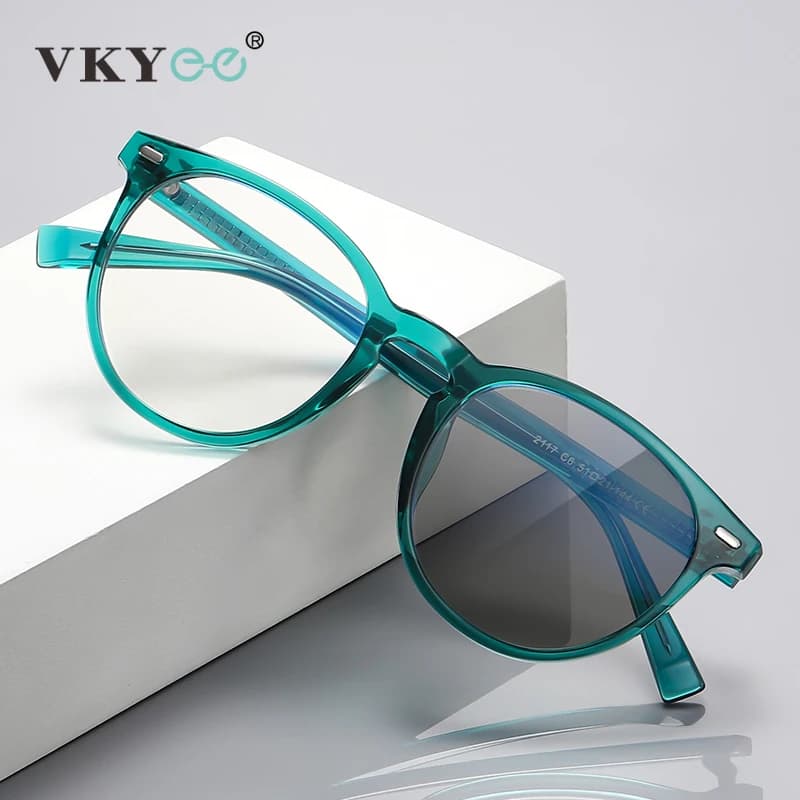 VKYEE Occhiali rotondi anti-luce blu dal design semplice e alla moda da donna Occhiali fotocromatici con prescrizione personalizzabile
