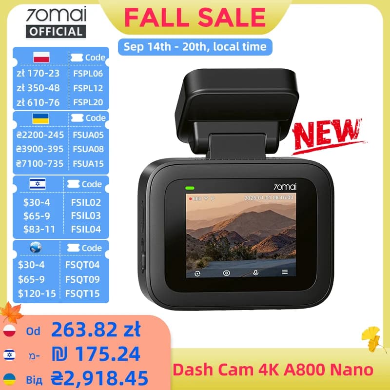 70mai A510 1944p HDR built-in GPS ADAS support 24H parking security back support