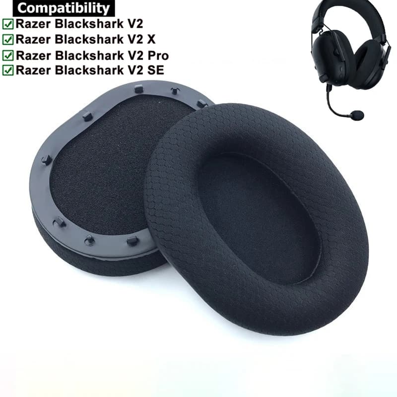 Replacement Fabric Ear Bearings Pillow for Razer Blackshark V2 PRO Wireless Gaming Headphones Wired USB Headphones
