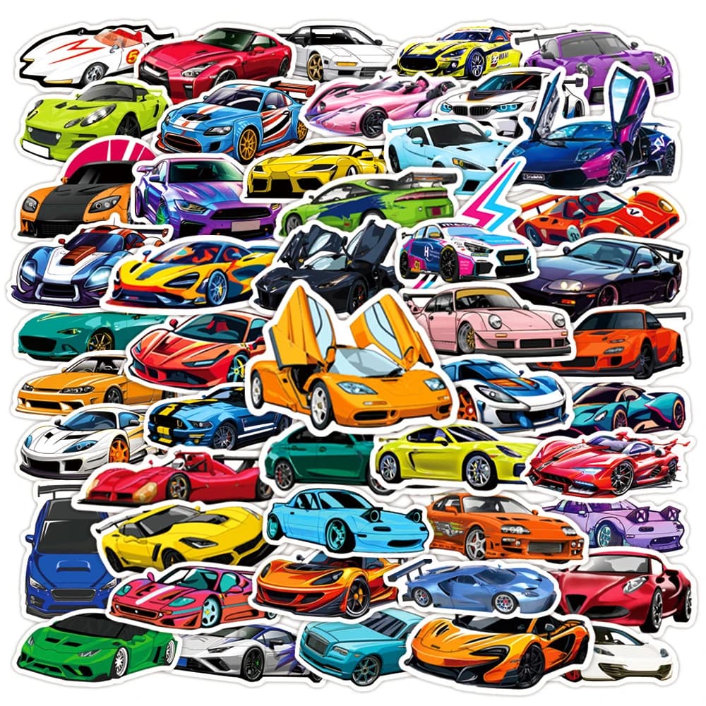 10/30/50pcs Cartoon Supercar Retrofit Adesivi Da Corsa Cool Kid Decalcomanie Giocattolo FAI DA TE Notebook Skateboard Decorazione Del Computer Portatile pacchetto di adesivi