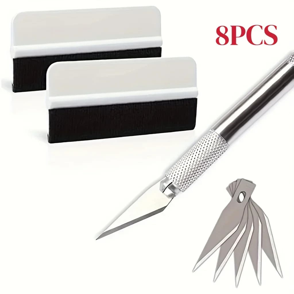 8pcs Car Tools Wrap Film Sticker Wrapping Tool Vehicle Vinyl Wrap Window Tint Film Tool Kit Cutter Aid Tool Window Tinting