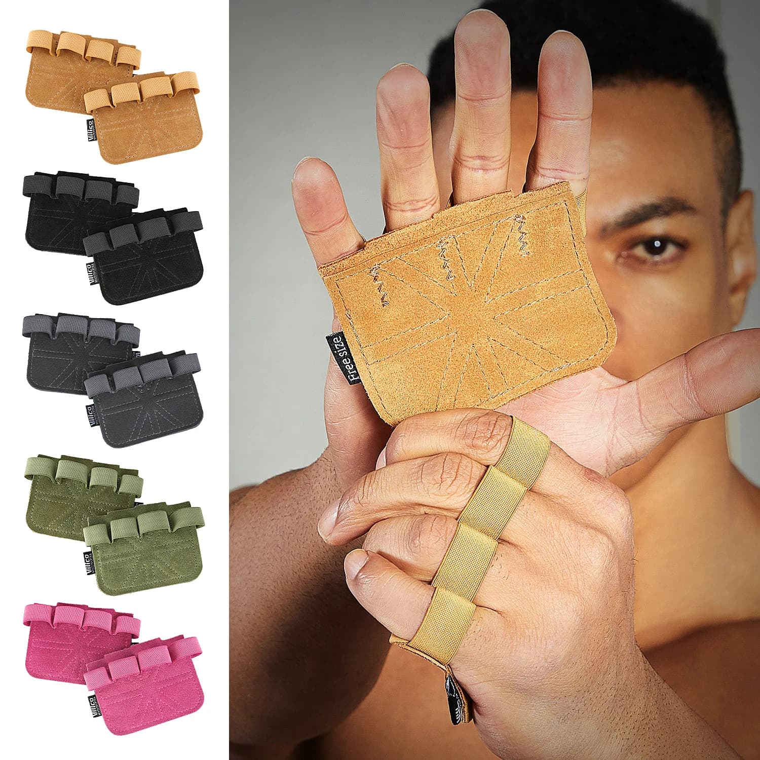 Training Gloves for weight lifting in cow leather with palm protection for fitness for men and women, gymnastics, grip force, tractions, a