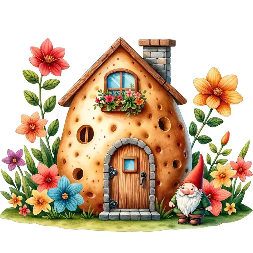 Potato House 5D DIY Diamond Painting Cross Stitch Art Mosaic Full Round Embroidery Home Decor Wall Art Adult Gift