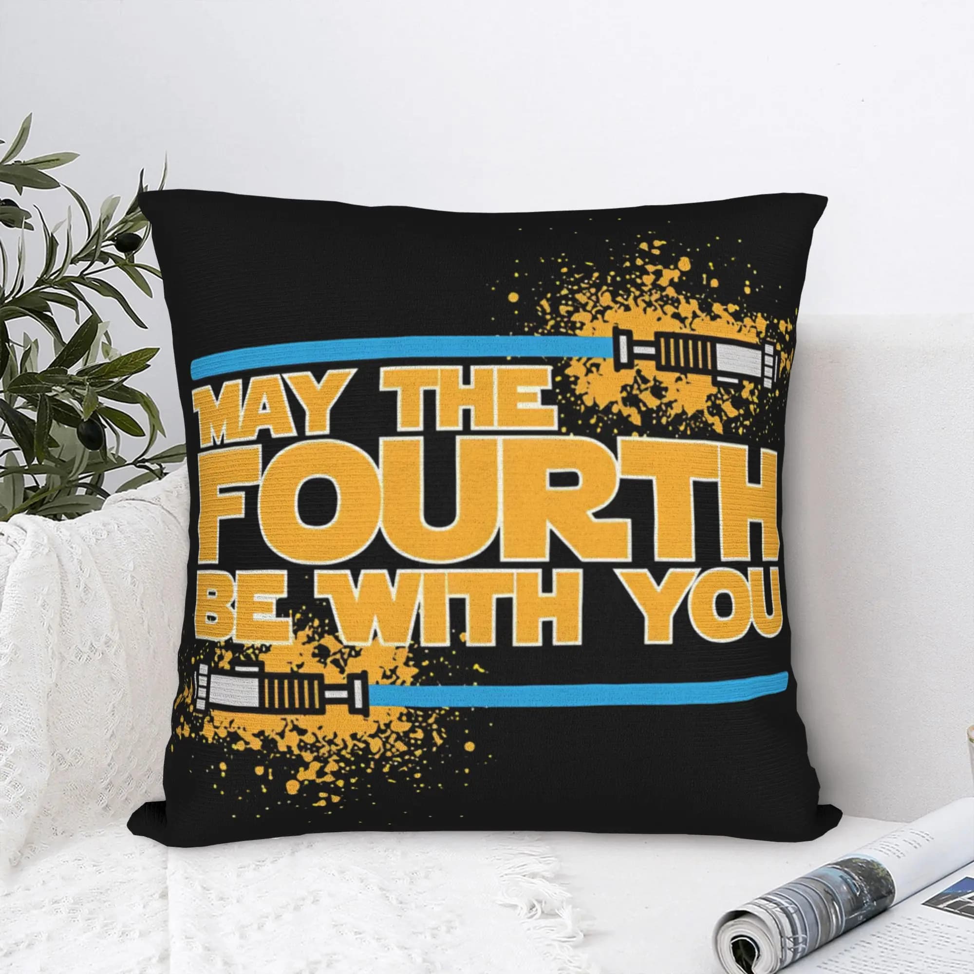 Pillow Case May The Fourth Be With You Custom Pillow Cover For Sofa Couch Bed Living Room Fashion Pillowcases