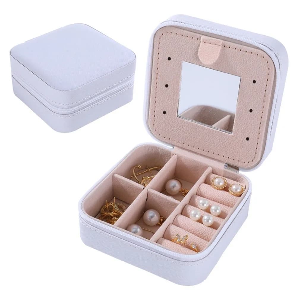 Earrings Storage Multifunctional Jewelry Storage Case Leather Portable Jewelry Box Elegant With Mirror Jewel Holder Travel Use
