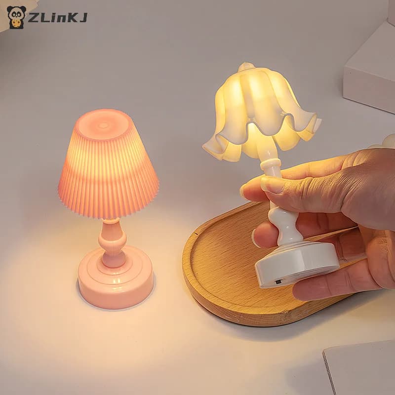 ▶ 1 pc miniature table lamp with flower bud for doll house in scale 1/12 night light mobile home decoration toy doll home accessories