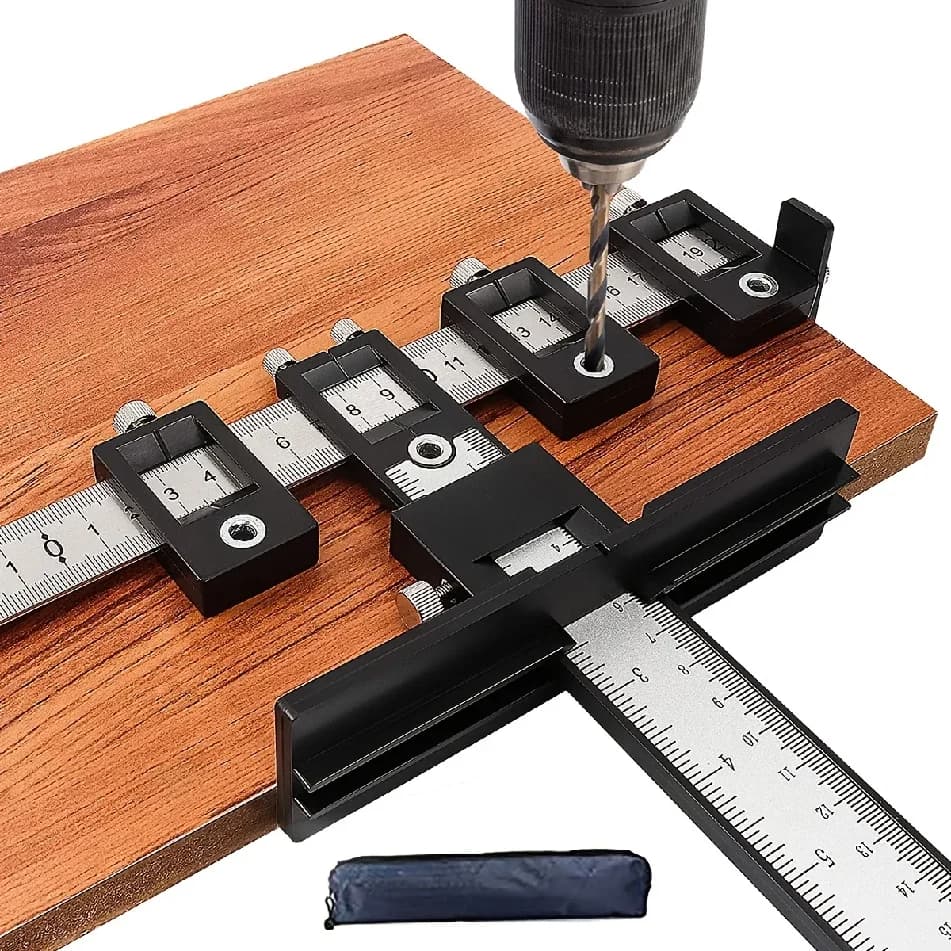 Utensile per la montaggio di maniglie e pomelli su porte e cassetti - Guida per foratura e incollatura del legno, Nero
