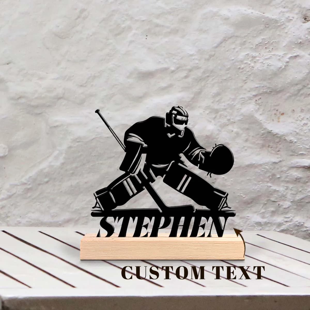 1pc Personalized Iron Desktop Ornament Custom Name Equipped with Wooden Base Festival Ornaments and Decorations