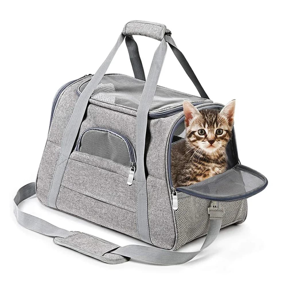 Trasportini morbidi per animali domestici Borsa pieghevole portatile traspirante Borse da trasporto per cani e gatti Borsa da viaggio per animali domestici con cerniere di sicurezza di bloccaggio