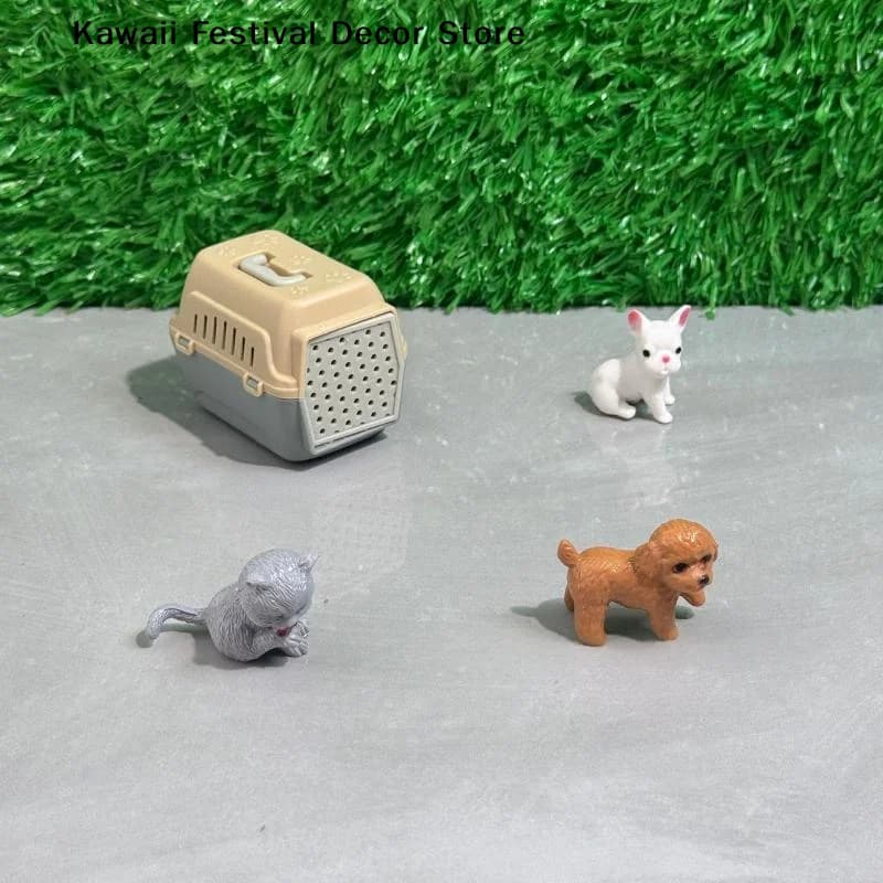 【K】2/4Pcs Realistic Mini Dog & Cat Cage With Door Miniature Dollhouse Pet House For Doll Accessories Mini Pets Habitat