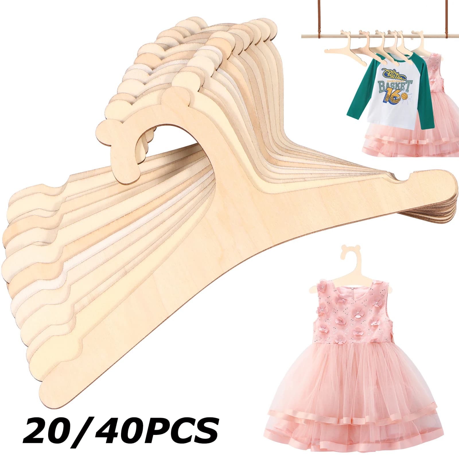 20/40 pieces creative clothes hangers for kids wooden hangers for kids cute bear drying clothes hangers house princess room kindergarten furniture for kids