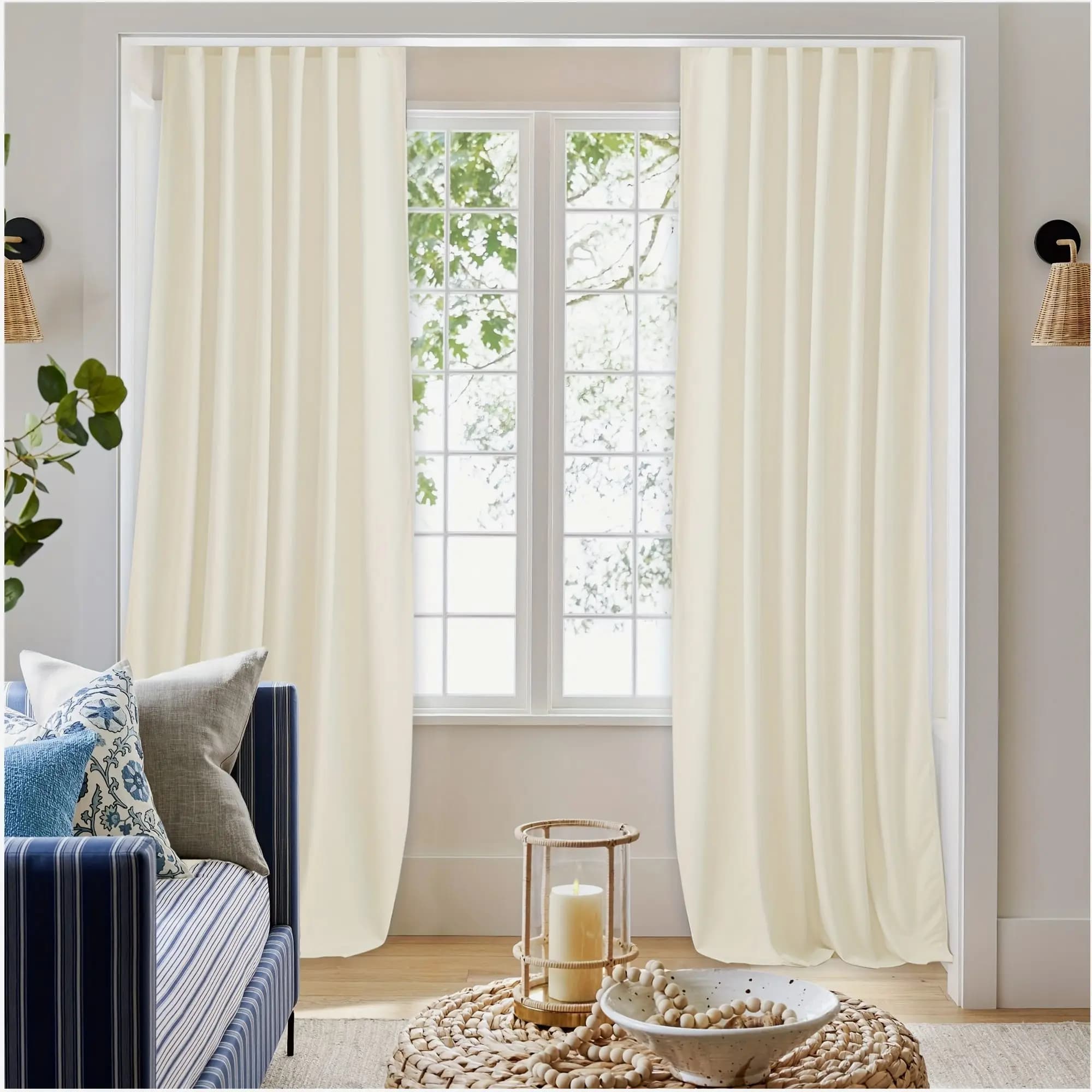 2 pcs Velvet Curtains for Bedroom & Living Room – Rod Pocket + Back Tab Design, Room-Darkening & Thermal-Insulated Window Panels