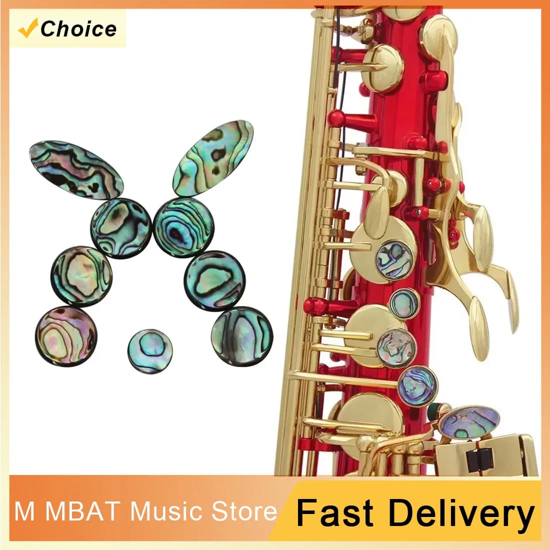 M MBAT Abalone Shell Saxophone Key Musical Button Woodwind Instrument Accessories Soprano/Alto/Tenor Sax Decoration