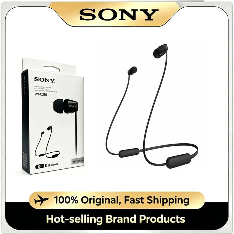 SONY WI-C310 Auricolari stereo wireless Bluetooth con microfono magnetico per iPhone/Samsung, cuffie sportive