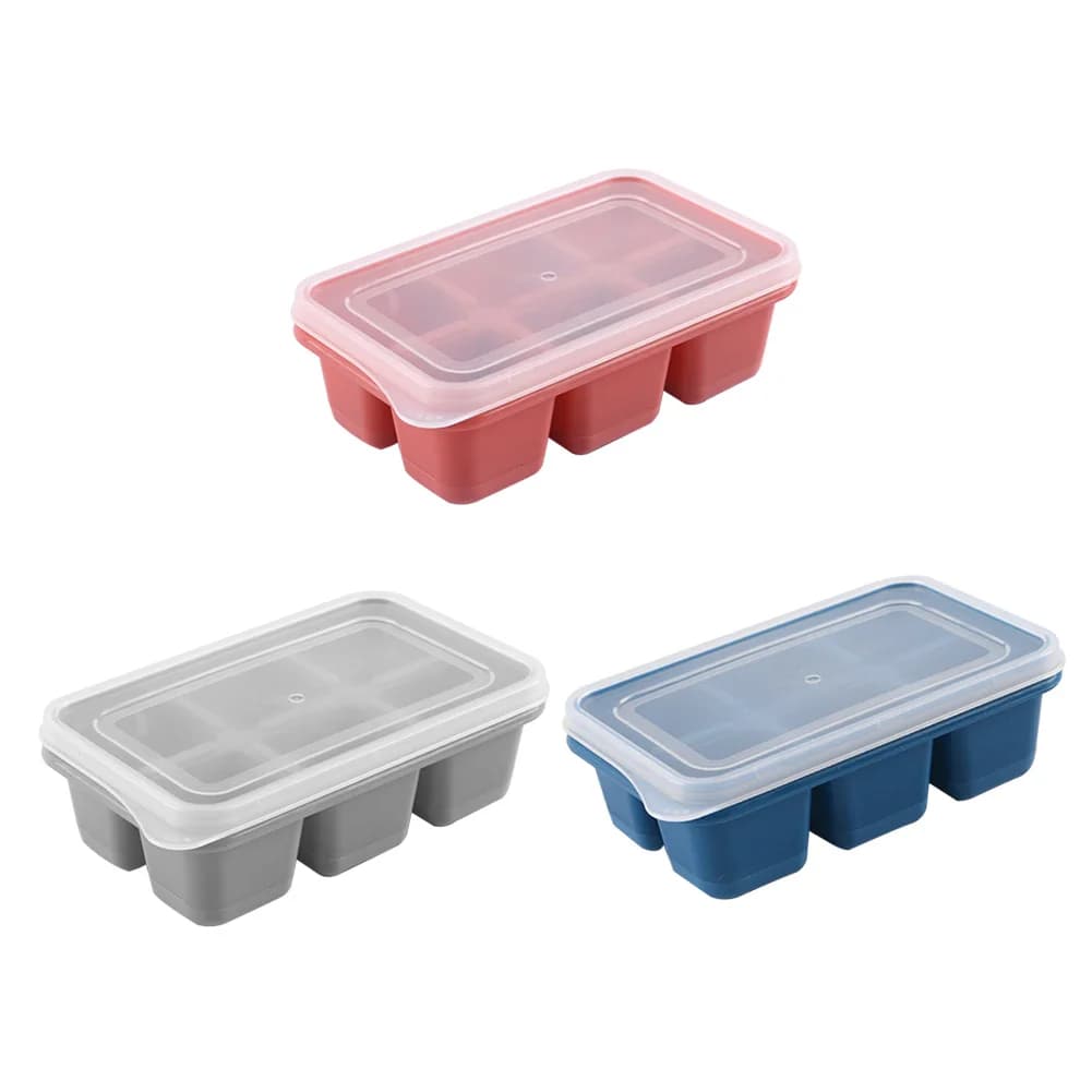 Stampo per cubetti di ghiaccio in silicone per produttore di ghiaccio a forma quadrata con fondo morbido con coperchio Deserto fai-da-te