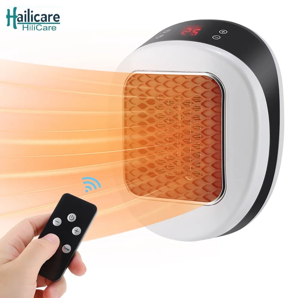 Riscaldatore elettrico Plug-in Riscaldatore da parete Presa a muro remota Timer Scaldino Macchina Termostato regolabile a riscaldamento rapido per la casa
