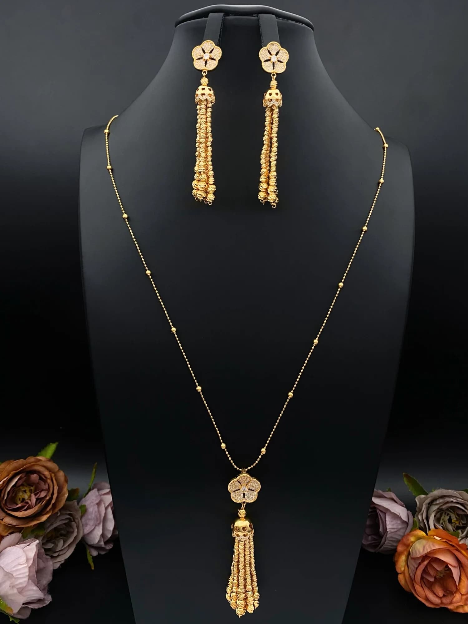 Set di orecchini e collana a forma di auto in due pezzi Falair Dubai Saudi Arabian, con catena lunga, regalo per la sposa araba