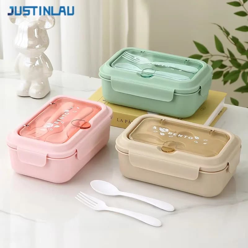 Lunch Box portatile per bambini, scuola, ufficio, Bento Box, contenitore per alimenti sigillato, con stoviglie, riscaldamento per microonde