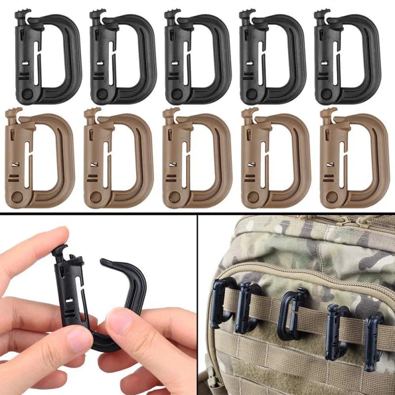 5Pcs plastica D-Ring zaino tattico moschettone fibbia da alpinismo con chiusura multiuso per campeggio da viaggio all'aperto