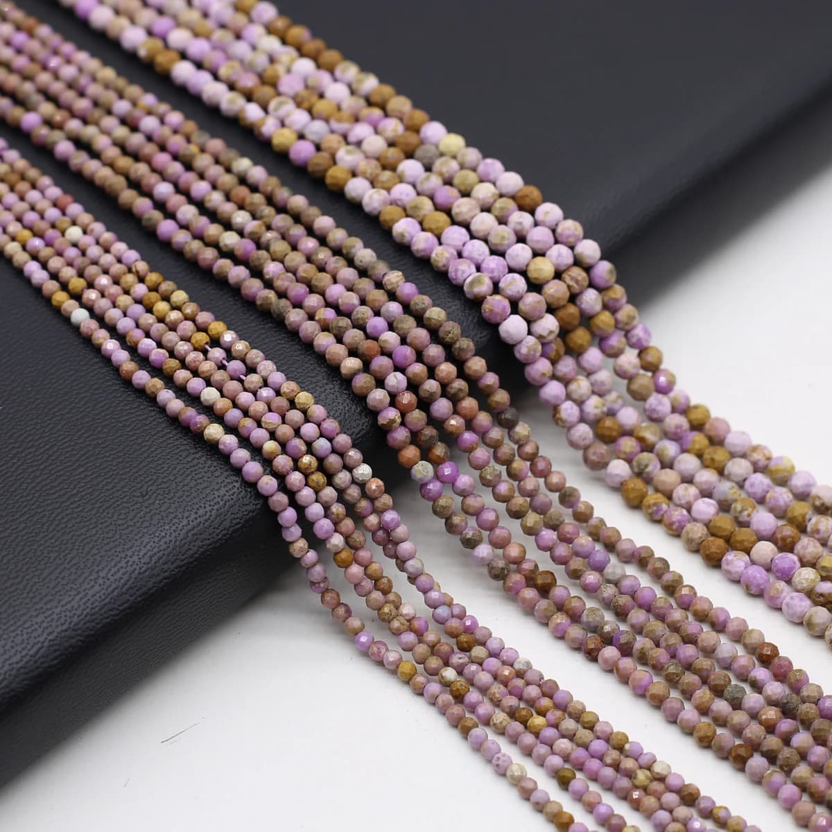 Perline sfaccettate in pietra naturale con perline sfaccettate in mica viola a forma rotonda, perline sfuse per la creazione di gioielli, accessori per braccialetti, collane fai da te