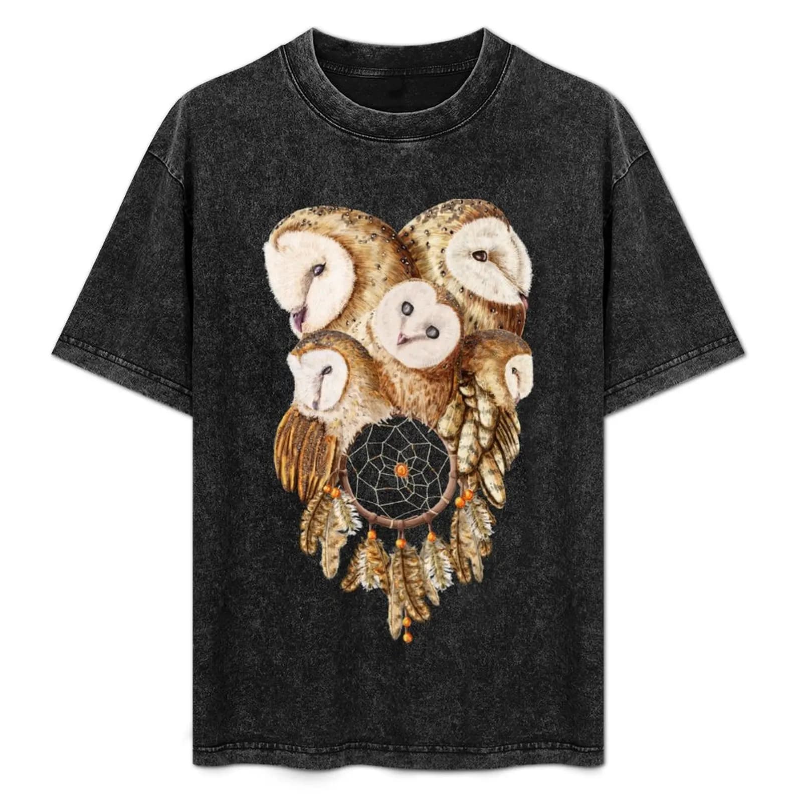 Dreamcatcher Owls T-Shirt Classic Basic Casual T-Shirt