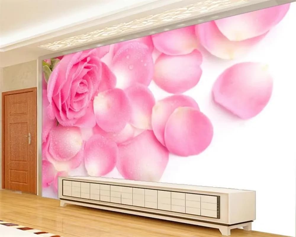 Carta da parati personalizzata HD con petali di rosa, soggiorno, parete di fondo per TV, decorazione domestica, murale di sfondo, carta da parati 3D, papel de parede