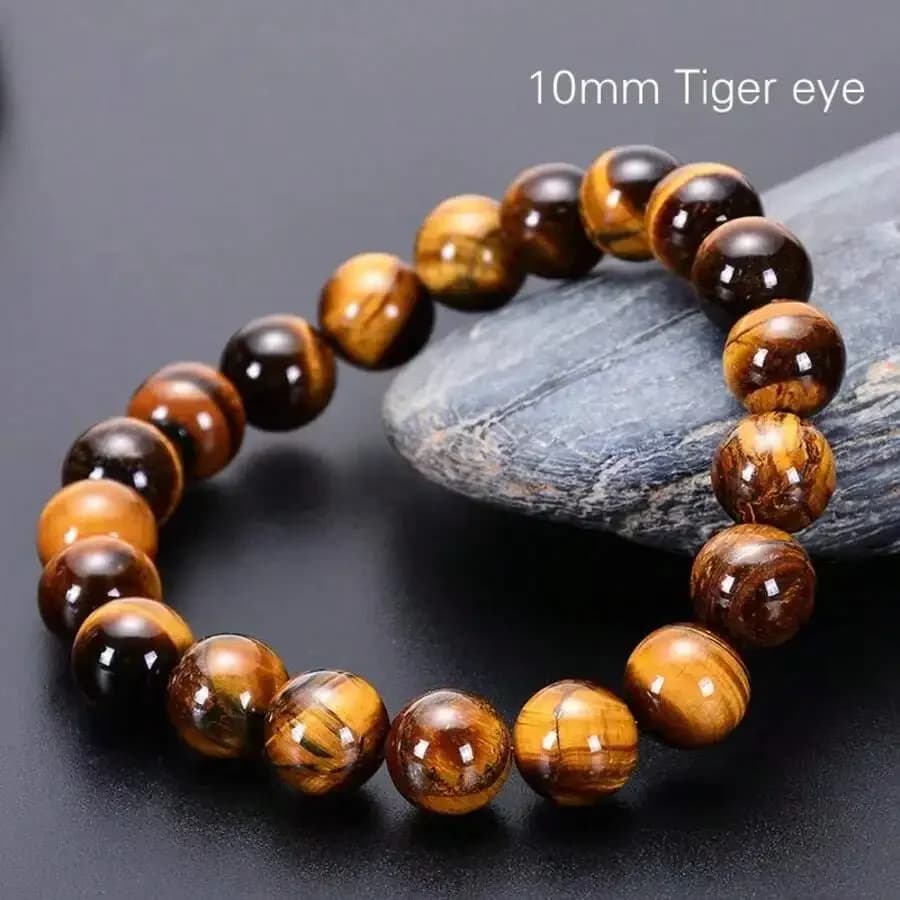 10mm Natural Tiger Eye Bead Bracelet Handmade Yoga Energy Stone Fashion Casual Jewelry